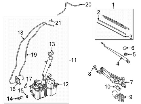 2022 Hyundai Tucson Wiper & Washer Components Driver Wiper Blade Assembly Diagram for 98350-S1000