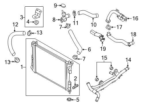 2020 Hyundai Accent Radiator & Components Pipe-Heater B Diagram for 25458-2M050