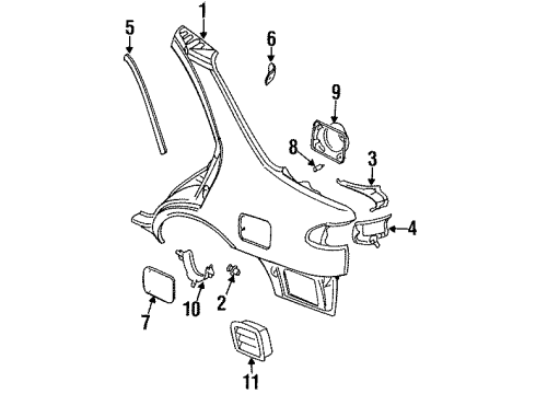 1996 Nissan Sentra Quarter Panel & Components Spring-Fuel Filler Diagram for 78836-4B010