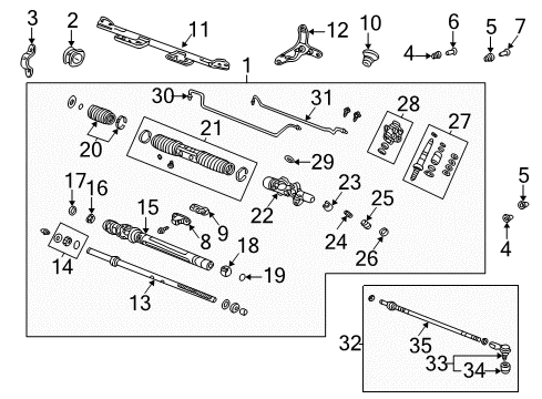 2003 Honda Element Steering Column & Wheel, Steering Gear & Linkage Rack Assembly, Power Steering (Reman) Diagram for 06536-SCV-505RM