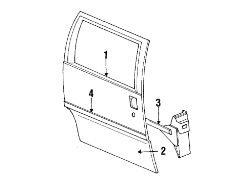 1990 Oldsmobile Silhouette Side Loading Door - Door & Components Molding Asm-Body Side Rear *Black Diagram for 10187540