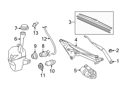 2010 Toyota Camry Wiper & Washer Components Wiper Blade Diagram for 85222-06110