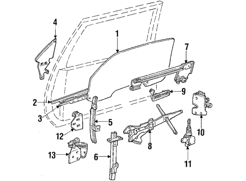 1984 Pontiac Firebird Glass - Door Sealing Strip, Front Side Door Window Outer At Belt Diagram for 20276288