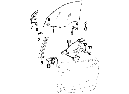 1997 Hyundai Tiburon Door & Components Front Right Power Window Regulator Assembly Diagram for 82404-27000