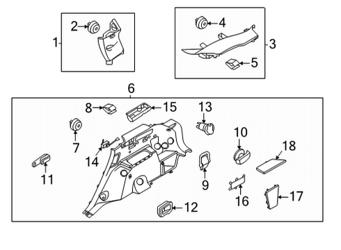 2022 Kia Sorento Interior Trim - Quarter Panels Cup Holder-Luggage, L Diagram for 857E3P2200