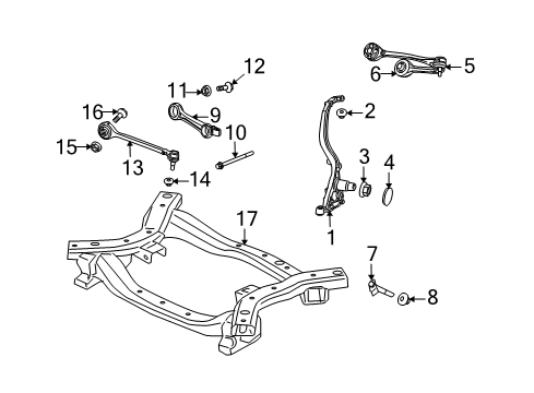2006 Dodge Charger Front Suspension Components, Lower Control Arm, Upper Control Arm, Stabilizer Bar Bolt-CAMBER Adjust Diagram for 5134117AA