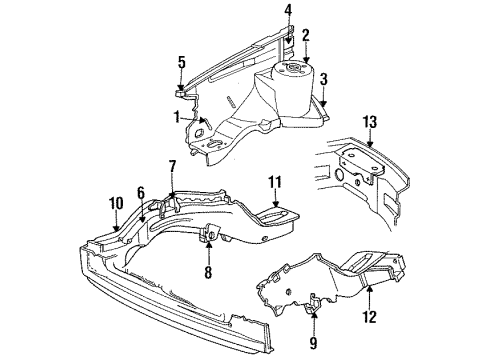 1995 Dodge Caravan Structural Components & Rails Bracket Diagram for 4612493