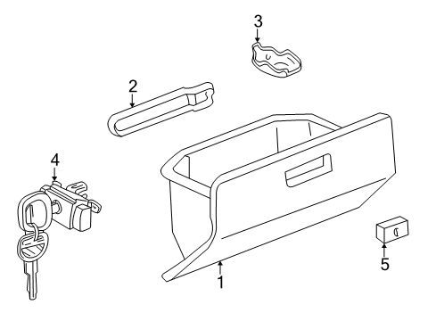 2000 Toyota MR2 Spyder Glove Box Glove Box Reinforcement Diagram for 55558-17010