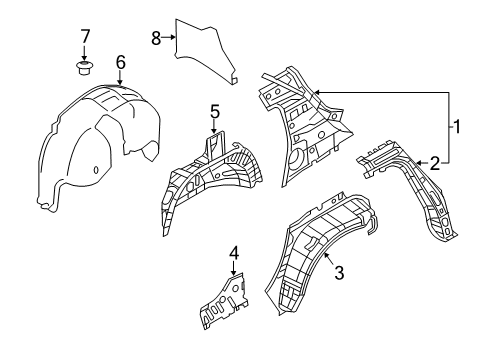 2020 Nissan Leaf Inner Structure - Quarter Panel Protector-Rear Wheel House, RH Diagram for 76748-5SA0A