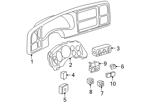 2003 GMC Yukon XL 2500 Cluster & Switches Lens Diagram for 12205422