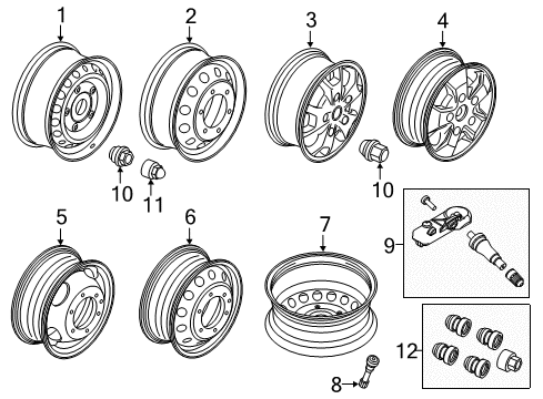 2019 Ford Transit-350 HD Wheels Wheel, Alloy Diagram for JK4Z-1007-A