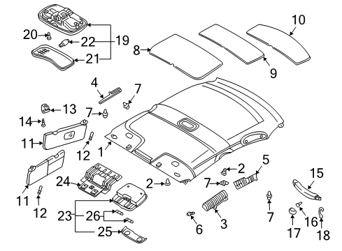 2002 Kia Rio Interior Trim - Roof Adapter-Center Diagram for 0K30A6926106