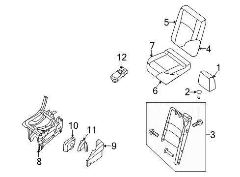 2012 Nissan NV1500 Rear Seat Components Cup Holder Assembly Right Diagram for 88337-1PC0A