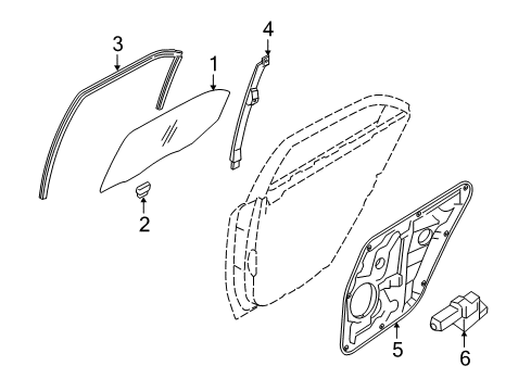 2013 Hyundai Elantra Rear Door Run&Channel-Rear Door Delta Lower, RH Diagram for 83545-3X000