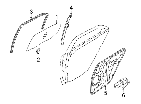 2013 Hyundai Elantra Rear Door Run-Rear Door Window Glass, LH Diagram for 83530-3X000