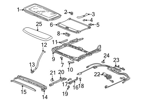 1998 Honda Accord Sunroof Handle, Sunshade *B96L* (LIGHT LAPIS) Diagram for 70611-S84-A01ZA