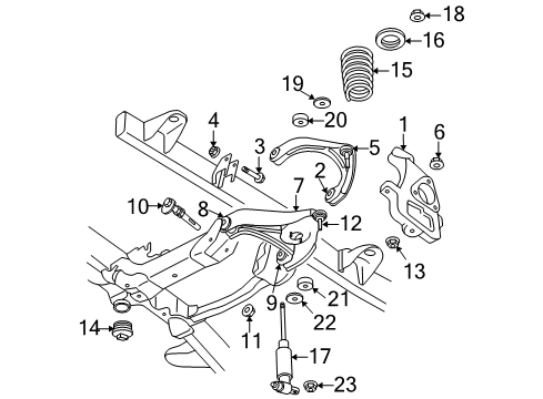 2006 Dodge Ram 1500 Front Suspension Components, Lower Control Arm, Upper Control Arm, Stabilizer Bar Front Steering Knuckle Diagram for 5290703AB