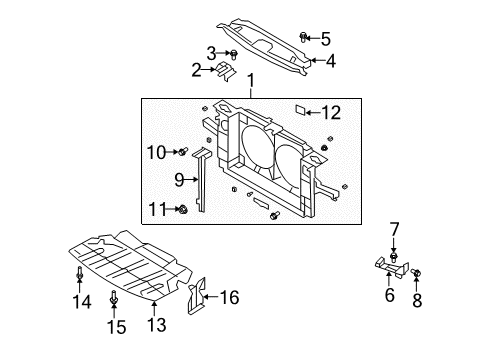 2007 Infiniti G35 Radiator Support, Splash Shields Cover-Front Under, LH Diagram for 75894-JK000