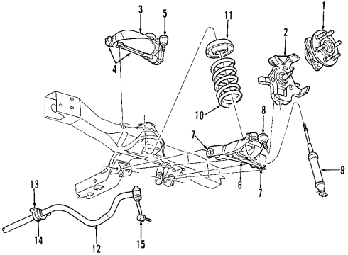 1997 Dodge Dakota Front Suspension Components, Lower Control Arm, Upper Control Arm, Stabilizer Bar Link-SWAY ELIMINATOR Diagram for 52038736AB