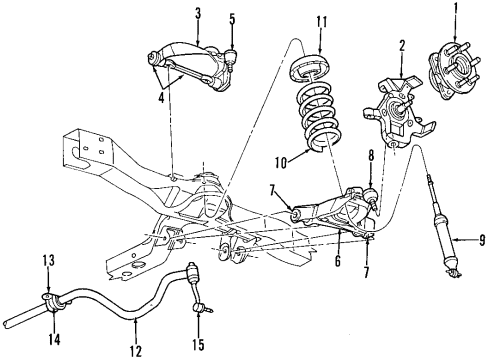 2002 Dodge Dakota Front Suspension Components, Lower Control Arm, Upper Control Arm, Stabilizer Bar RETAINER-STABILIZER Bar GROMMET Diagram for 52038116