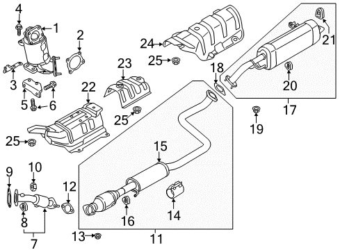 2017 Hyundai Elantra Exhaust Components Clamp-Exhaust Pipe Diagram for 28641-C8540