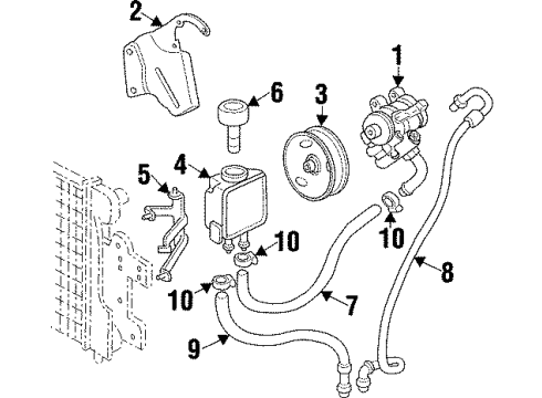 1999 Jeep Cherokee P/S Pump & Hoses, Steering Gear & Linkage Clamp-Hose Diagram for 53041045