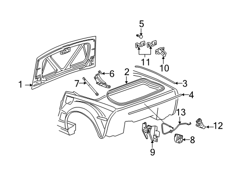 2011 Chevrolet Corvette Trunk Lid Outer Seal Diagram for 15881431