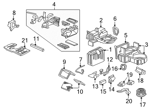 1997 Acura RL Air Conditioner Sensor, Evaporator Diagram for 80560-SZ3-A01