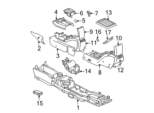 2007 Chrysler Pacifica Console CUPHOLDER-Console Mounted Diagram for 1AU941D1AA