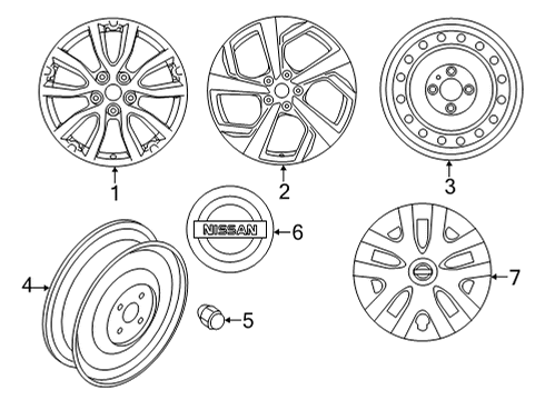 2020 Nissan Rogue Sport Wheels, Covers & Trim Disc Wheel Cover Diagram for 40315-1KL0B