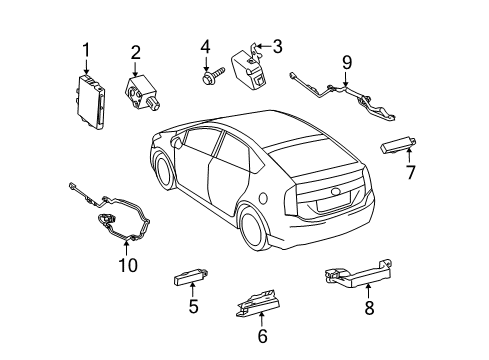2011 Toyota Prius Keyless Entry Components Control Module Diagram for 89990-47064