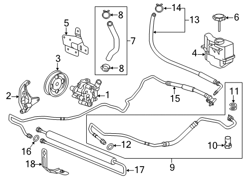 2011 Saab 9-5 P/S Pump & Hoses, Steering Gear & Linkage Pressure Hose Seal Diagram for 13305013