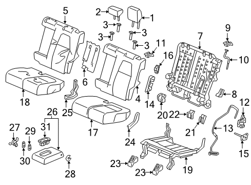 2019 Honda CR-V Rear Seat Components Pad, L. RR. Seat Cushion Diagram for 82537-TLA-A51