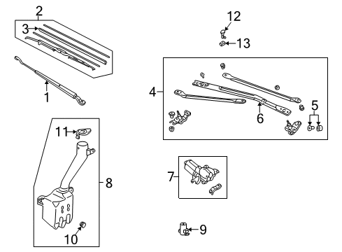 1996 Honda Civic Wiper & Washer Components Clip, Tube Washer Diagram for 91506-SR3-003