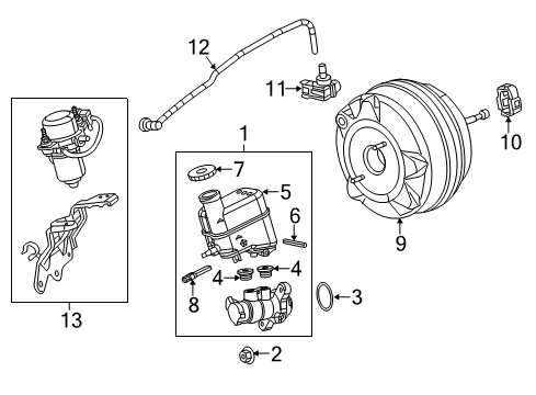2017 Chrysler 200 Dash Panel Components Booster-Power Brake Diagram for 68245355AE