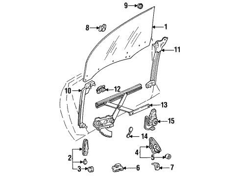 1993 Toyota Celica Glass - Door Regulator Sub-Assy, Front Door Window, LH Diagram for 69820-20240