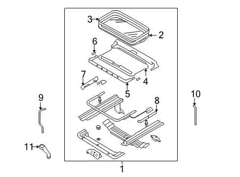 2001 Ford Focus Sunroof Handle Diagram for YS4Z-61502B62-AAA