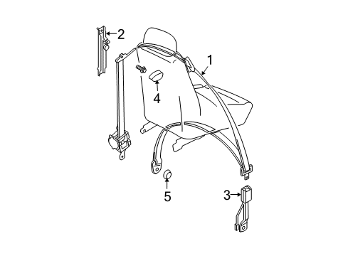 2008 Chevrolet Aveo5 Seat Belt Belt & Retractor Upper Cover Diagram for 96438505