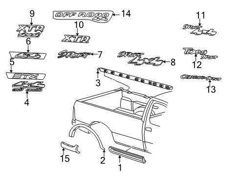 2003 Ford F-150 Exterior Trim - Pick Up Box Upper Molding Diagram for XL3Z-99291A40-BAA