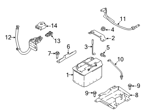2019 Nissan Rogue Battery Bracket-Battery Mounting Diagram for 64866-4BC0B