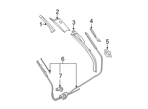 2009 BMW 535i xDrive Interior Trim - Quarter Panels Trim Panel Column, Rear Right Diagram for 51437149900