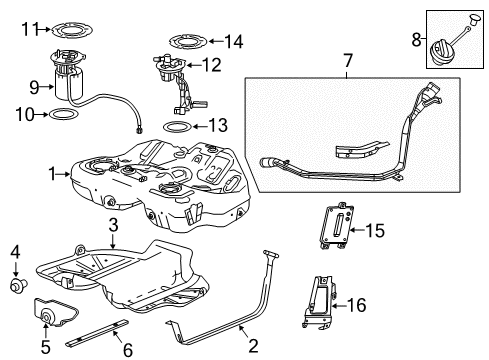 2010 Saab 9-5 Fuel System Components Tank Strap Diagram for 13238465