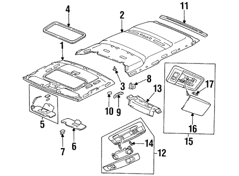 1998 Honda Odyssey Interior Trim - Roof Light Assembly, Interior (Light Fern) (Sunroof) (Daiichi) Diagram for 34250-SJ4-961ZK