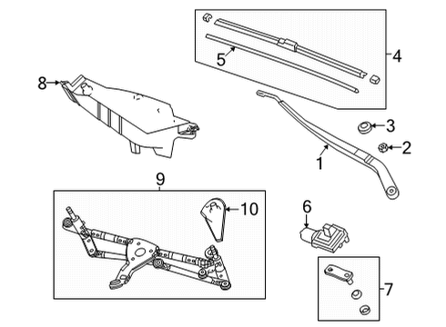 2021 Acura TLX Wipers Cover Assembly, Wiper Diagram for 76564-TGV-A01
