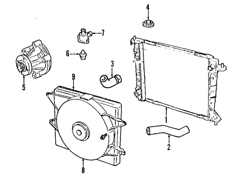 1998 Lincoln Mark VIII Cooling System, Radiator, Water Pump, Cooling Fan Fan Motor Diagram for F8LZ-8C607-AA