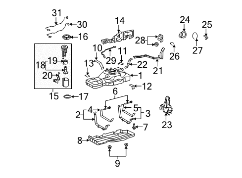 2014 Toyota FJ Cruiser Fuel Supply Fuel Pump Assembly Retainer Diagram for 77144-35010