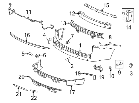 2015 GMC Acadia Rear Bumper Bracket-Rear Bumper Fascia Lower Diagram for 22760468