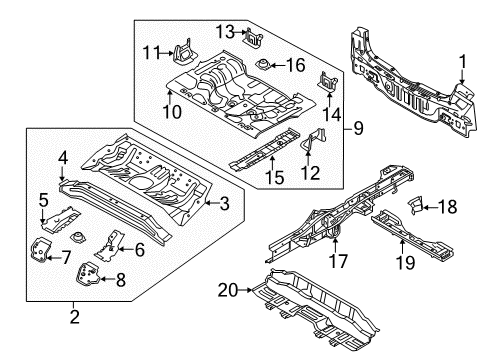 2017 Kia Forte5 Rear Body Panel, Floor & Rails Panel Assembly-Rear Floor Front Diagram for 65510A7510