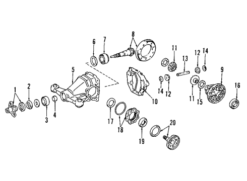 1993 Lexus GS300 Rear Axle, Axle Shafts & Joints, Differential, Drive Axles, Propeller Shaft Bearing Assy, Center Support, NO.1 Diagram for 37230-30160