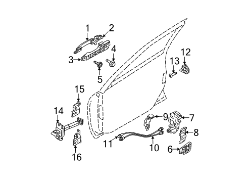 2004 Kia Spectra Front Door Regulator Assembly-Door Diagram for 0K2A359560C